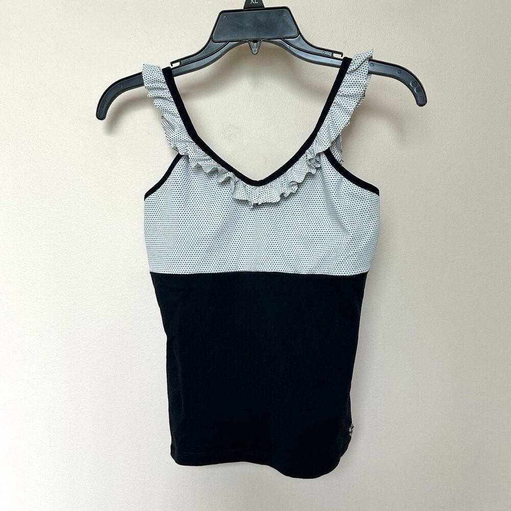 Bluefish Tankini Top Med Swimwear Black White Color Block Summer Vaca Beach